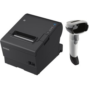 EPSON POS BUNDLE x1 TM-T88VII-612 Desktop Direct Thermal Printer -x1 DS2278 White Presentation Cradle USB ZEBRA