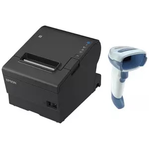 EPSON POS BUNDLE x1 TM-T88VII-612 Desktop Direct Thermal Printer -x1 DS2208-HC with Shielded USB Cable ZEBRA