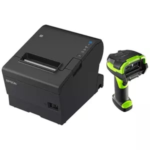 EPSON POS BUNDLE x1 TM-T88VII-612 Desktop Direct Thermal Printer -x1 LI3678 Black with Stand USB ZEBRA