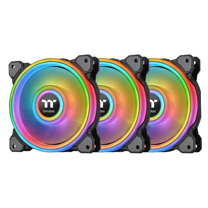 Thermaltake CL-F089-PL14SW-A, Hydraulic Bearing, Ring Quad 14 RGB Radiator Fan TT Premium Edition 3 Fan Pack