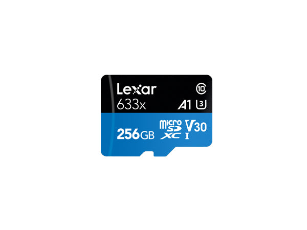 Lexar LSDMI256BB633A,  High-Performance 633X MicroSDHC, 256GB, UHS-I, Read Speed: Up to 100MB/s, Write Speed: Up to 45MB/s, 10 Year Warranty