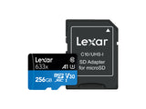 Lexar LSDMI256BB633A,  High-Performance 633X MicroSDHC, 256GB, UHS-I, Read Speed: Up to 100MB/s, Write Speed: Up to 45MB/s, 10 Year Warranty