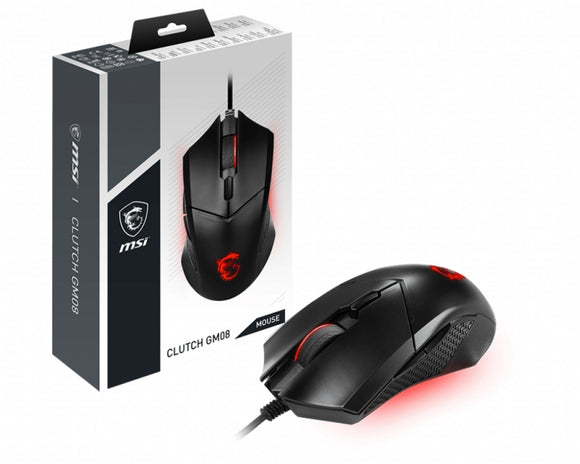 MSI CLUTCH-GM08, Clutch GM08 Gaming Mouse, Buttons: 6, 4200dpi, Wired, 1.8m, Black, 1 Year Warranty