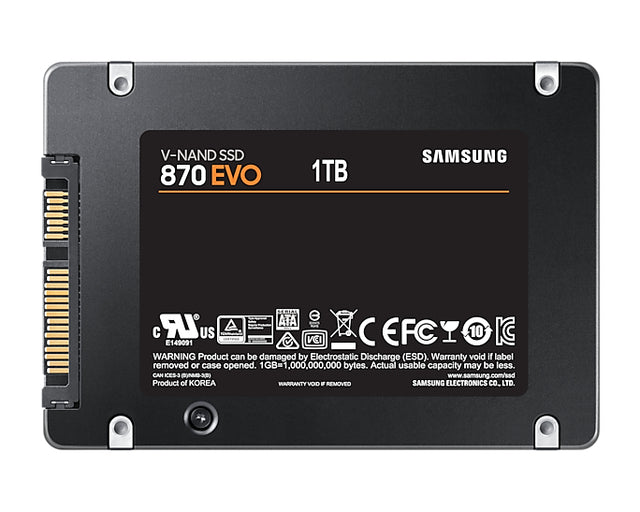 Samsung 870 EVO 1TB 2.5" SATA III 6GB/s SSD 560R/530W MB/s 98K/88K IOPS 600TBW AES 256-bit Encryption 5yrs Wty