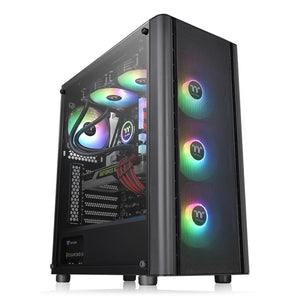 Thermaltake CA-1Q5-00M1WN-03, V250 TG ARGB Air, Mid-Tower, Tempered Glass, Drive Bays: 2x3.5”, 2x2.5”or 4x2.5", Expansion Slot: 7, Motherboard Support:  ATX/Mini ITX/Micro ATX, Pre-Installed Fan: 3x120mm, Black, 3 Year Warranty