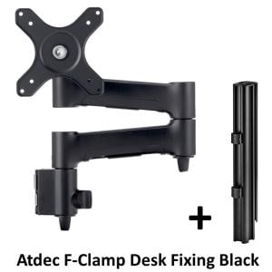 ATDEC SINGLE MONITOR MOUNTING SOLUTION 460MM ARM ON 400MM POST W/F-CLAMP - BLACK