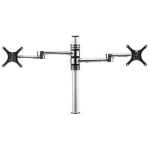 ATDEC DUAL DISPLAY MONITOR ARM - SILVER - QUICK DISPLAY RELEASE TILT PAN LANDSCAPE/PORTRAIT - ADVANCED CABLE MANAGEMENT - BOLT THROUGH DESK CLAMP DESK FIXING OPTIONS AND ALL MOUNTING HARDWARE