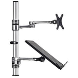 ATDEC COMBO NOTEBOOK/MONITOR DESK MOUNT SILVER - QUICK DISPLAY RELEASE TILT PAN LANDSCAPE/PORTRAIT - ADVANCED CABLE MANAGEMENT - BOLT THROUGH DESK CLAMP DESK FIXING OPTIONS AND ALL MOUNTING HARDWARE