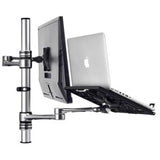 ATDEC COMBO NOTEBOOK/MONITOR DESK MOUNT SILVER - QUICK DISPLAY RELEASE TILT PAN LANDSCAPE/PORTRAIT - ADVANCED CABLE MANAGEMENT - BOLT THROUGH DESK CLAMP DESK FIXING OPTIONS AND ALL MOUNTING HARDWARE