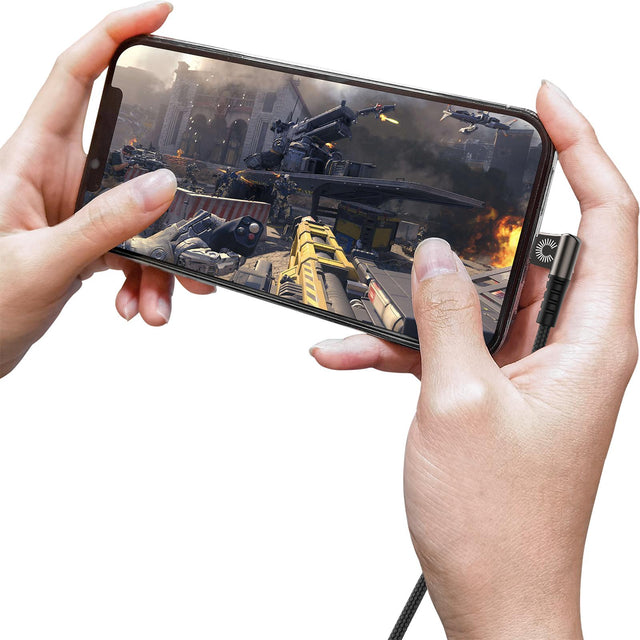 2x Comsol 1.2m USB-A to Right Angle Lightning Cable Black