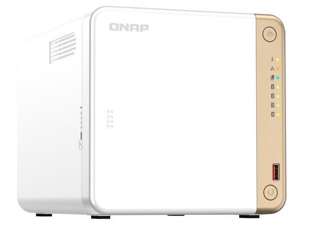 QNAP TS-462-4G 4-Bay desktop NAS, Intel® Celeron® N4505 dual-core, 4 GB DDR4 onboard not expandable, 4 x 3.5"/2.5" SATA 6Gb/s drive bays, 2 x M.2 2280