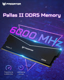 PREDATOR PALLASII DDR5 64GB Black 32GBx2 6000Mhz 1R8 CL32 Supports Intel XMP 3.0 and AMD EXPO CL32-38-38-76 1.35 V