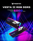 PREDATOR VESTAII 32GB 16GBx2 Black RGB DDR5 Memory 6000Mhz 1R*8 CL32