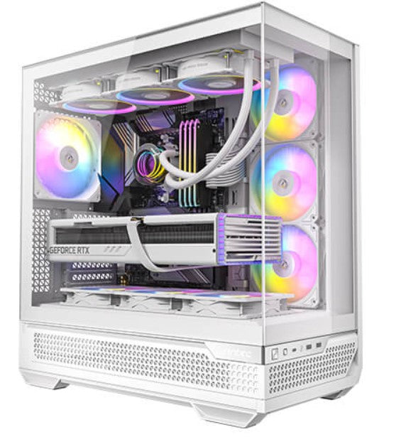 Antec C7-ARGB ATX,E-ATX Seamless Panoramic 270 View, USB-C, 4x ARGB PWM Fans. Side Radiator Support. RTX 4090, Back Connect MBs, Flip Door, White Case