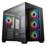 DeepCool CG530 4F ATX Case, Tempered Glass,4 Pre-Instaled Fans, USB3.0×2、Gen2 Type-C x1、Audio/Mic×1, Cable,  Supports Rear Connector