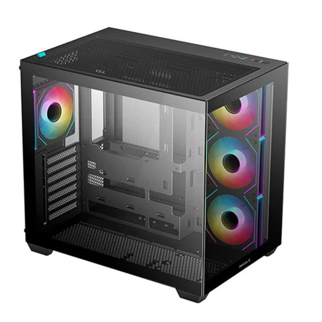 DeepCool CG530 4F ATX Case, Tempered Glass, 4 Pre-Instaled Fans, USB3.0×2、Gen2 Type-C x1、Audio/Mic×1, Cable,  Supports Rear Connector