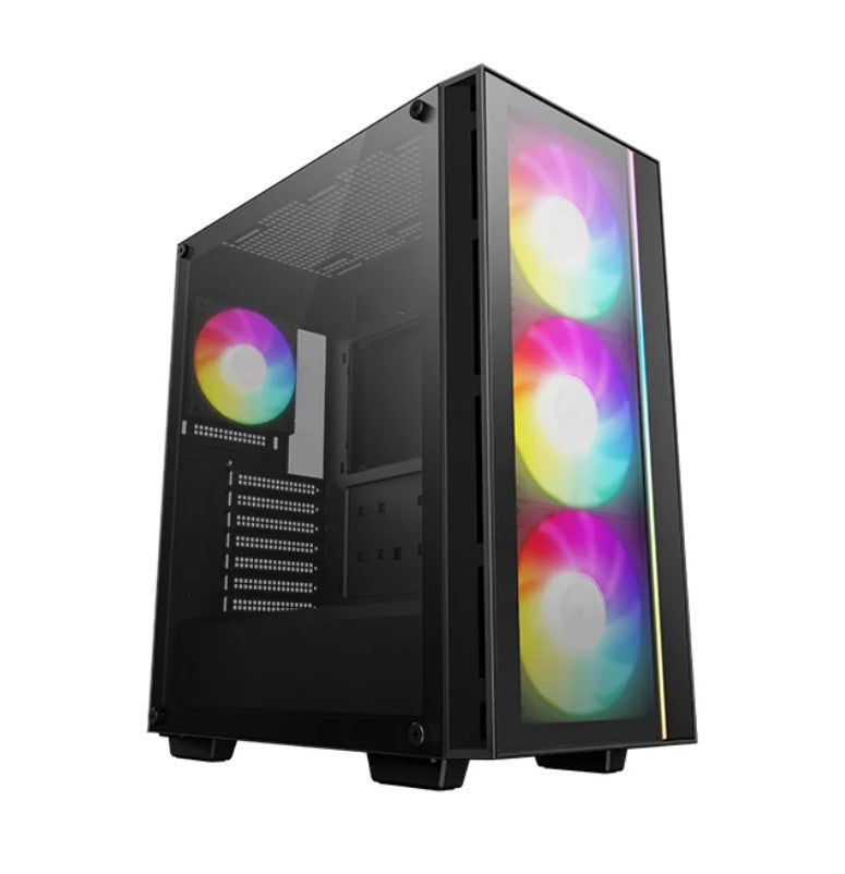 DeepCool MATREXX 55 V4 Full Tempered Glass Side Panel ATX Case. Pre-Installed 3×140mm ARGB PWM Fans,  1×120mm ARGB, Up to 360mm