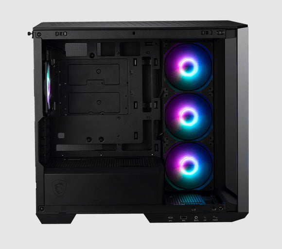 MSI MAG PANO 100R PZ BLACK Micro ATX Case, 2 x USB 5Gbps , 1x USB C 20Gbps, 1 x Audio-Out / Mic,, 3x 2.5