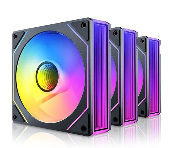 OKINOS (Kaisheng international CO.LTD.) OKINOS Infinity ARGB PWM Fans 3 Pack with ARGB PWM Controller hub. 800-1800RPM 52.44CFM. 29.1 dBA
