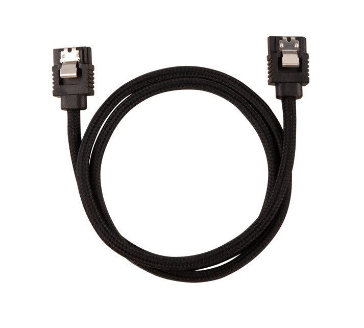 Corsair Premium Sleeved SATA 6Gbps 60cm 90° Connector Cable — Black