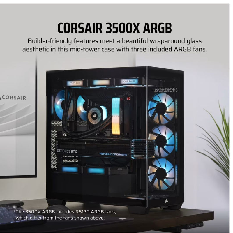 Corsair 3500X ARGB Mid-Tower PC Case, Black