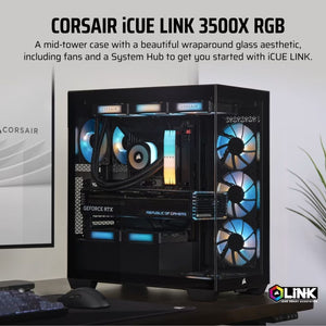 Corsair iCUE LINK 3500X RGB Mid-Tower PC Case, Black