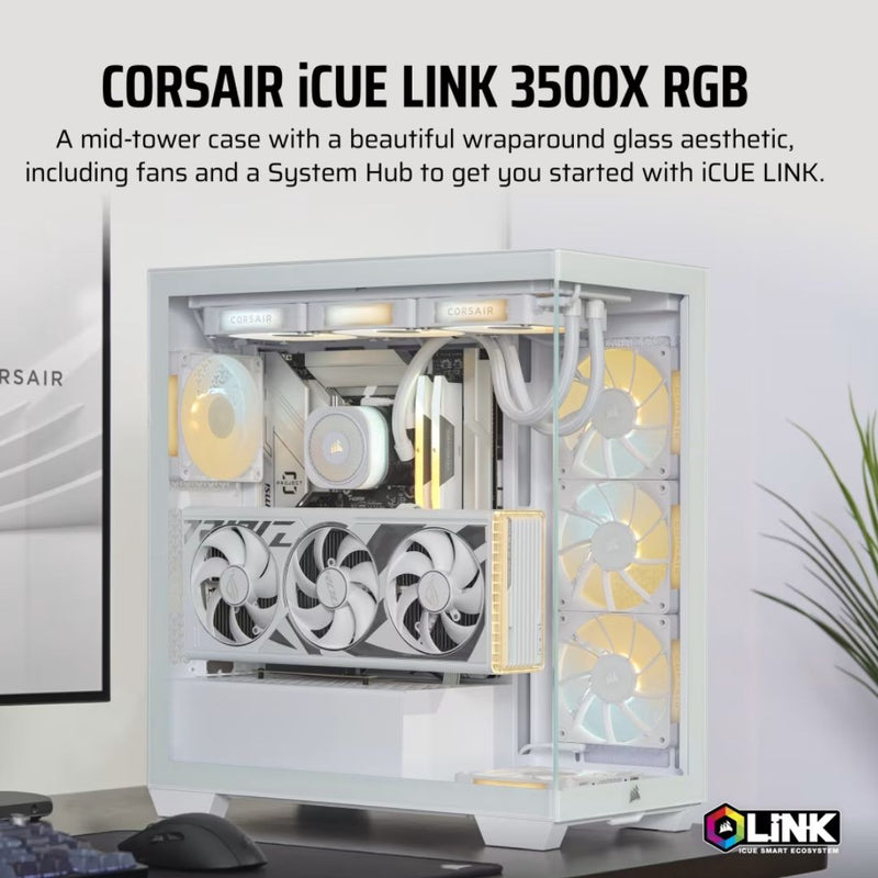 Corsair iCUE LINK 3500X RGB Mid-Tower PC Case, White