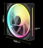 Corsair iCUE LINK LX140 RGB 140mm PWM Fans Starter Kit BLACK Dual Pack FAN SIZE 140mm x 25mm LED Color RGB FIVE-YEAR WARRANTY