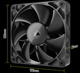 Corsair RX120 iCUE LINK RX120 120mm PWM Fan Triple Starter Kit. Black Fan - Glass fiber-reinforced LCP fan blades