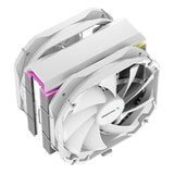 DeepCool AS500 PLUS White CPU Cooler Single Tower, Five Heat Pipe Design High Fin Density, Double PWM Fans, Slim Profile, A-RGB LED Controller Incl