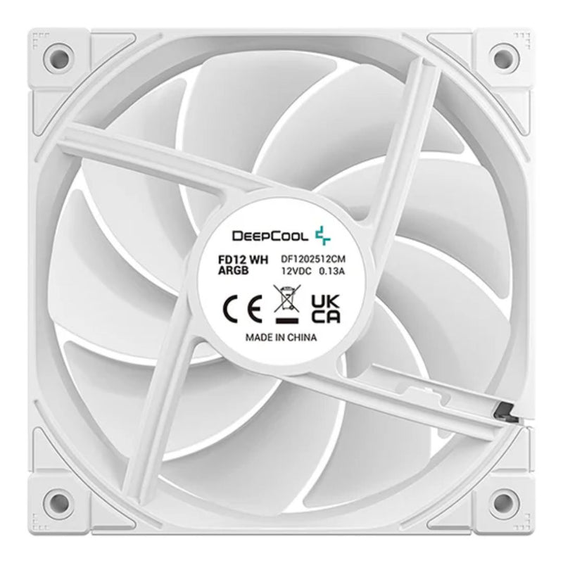 DeepCool FD12 WH ARGB Performance 120mm Case Fans, 4-pin PWM, 400~2050 RPM, Hydro Bearing, Addressable RGB LED