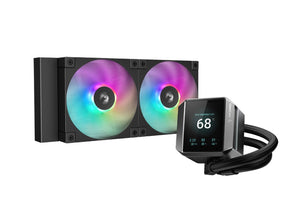 DeepCool MYSTIQUE 240 A-RGB LCD Liquil Cooler, 5th Gen Pump, 2 x FD12 Fans, Hydro Bearing, Intel LGA1700/1200/1151/1150/1155 / AMD/AM5/AM4