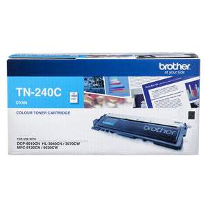 Brother TN-240C COLOUR LASER TONER - CYAN TONER CARTRIDGE TO SUIT HL-3040CN/3045CN/3070CW/3075CW, DCP-9010CN, MFC-9120CN/9125CN/9320CW/9325CW - 1,400 PAGES
