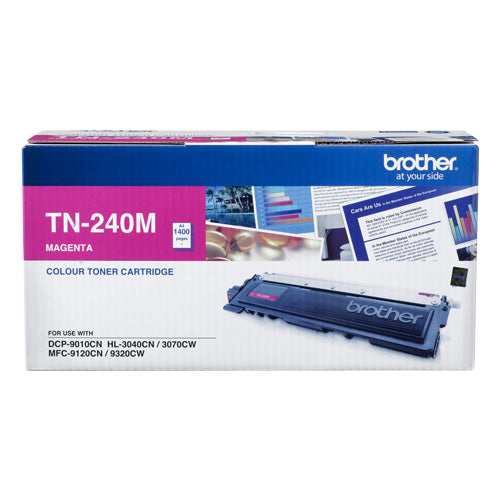 Brother TN-240M COLOUR LASER TONER - MAGENTA TONER CARTRIDGE TO SUIT HL-3040CN/3045CN/3070CW/3075CW, DCP-9010CN, MFC-9120CN/9125CN/9320CW/9325CW - 1,400 PAGES