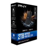 PNY RP60 2TB USB 3.2 Gen 2x2 Type-C Portable SSD Read 2,000 MB/s  Write 1,800 MB/s  3m Drop Resistant  IP65 rated 3-Year Limited Warranty (AMZ)