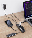 Simplecom CH375C USB-A and USB-C to 7-Port USB 3.0 Hub 5Gbps Individual Switches and Power Adapter