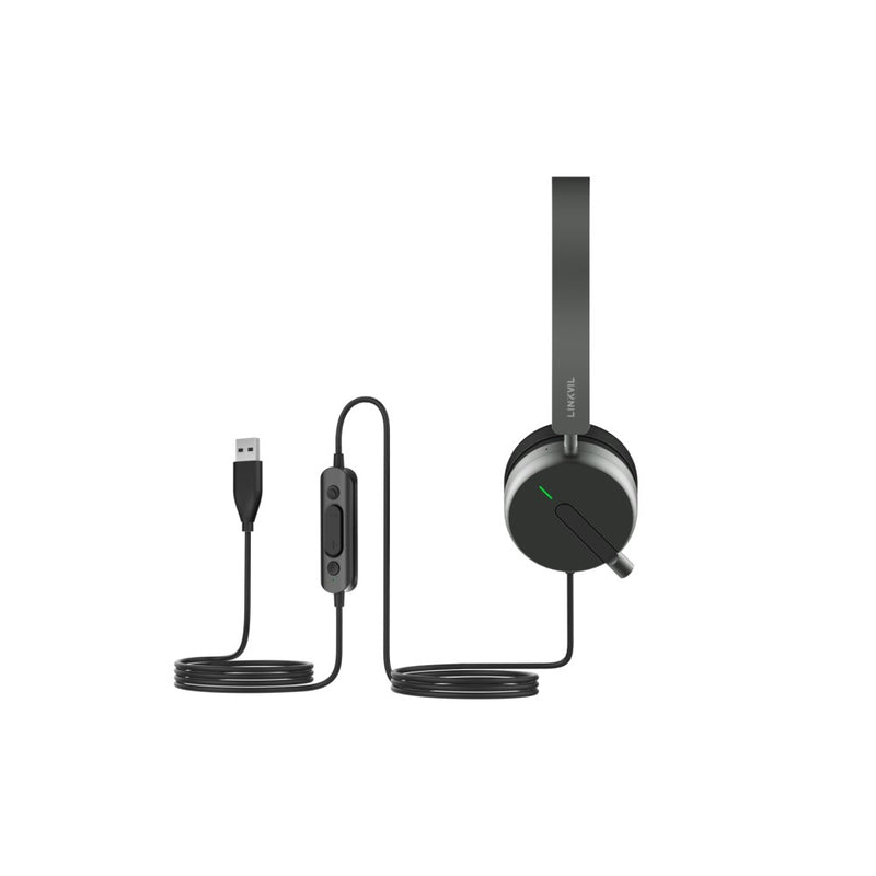 Fanvil LINKVIL DH50-U USB Headset, USB-A/C Connection Supported, Leatherette Ear Pads with Cusions, Volume Knob