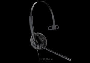 Yealink UH34 Mono Teams USB Headset, Lightweight, All Day Wearing Comfort, Ear Wideband Noise Cancelling Microphone, Leather Ear Cushions, USB-A