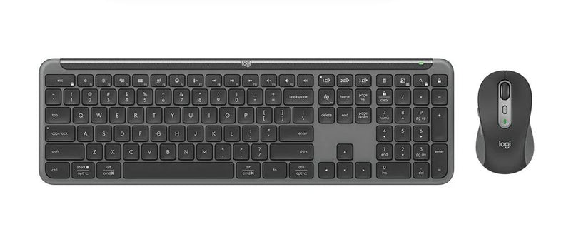 Logitech SIGNATURE SLIM COMBO MK950 -Graphite Keyboard Full-size layout with number pad Mouse 1000 DPI 1-Year Limited Hardware Warranty