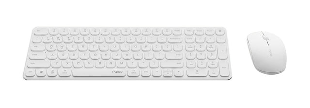 RAPOO 9320M Bluetooth 4.0, 5.0 + 2.4G  Wireless Multi-mode Keyboard Mouse Combo, Aluminum Base, 2400 DPI, 10M Range, Compact White Retail Pack