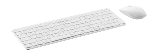 RAPOO 9320M Bluetooth 4.0, 5.0 + 2.4G  Wireless Multi-mode Keyboard Mouse Combo, Aluminum Base, 2400 DPI, 10M Range, Compact White Retail Pack
