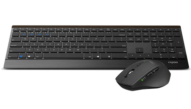 RAPOO 9500M Bluetooth & 2.4G Wireless Keyboard Mouse Combo Black- Multi-Device connection - Adjustable1600DPI 4.5mm Ultra-Slim. 12 Months Battery Life