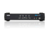 Aten Desktop KVMP Switch 4 Port Single Display DVI w/ audio, 4x Custom KVM Cables Included, 2x USB Port, Selection Via Front Panel