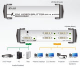 Aten Video Splitter 4 Port DVI Video Splitter w/ Audio, 1920x1200@60Hz, Cascadable to 3 Levels (Up to 64 Outputs)