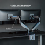 Brateck Heavy-Duty RGB Gaming Monitor Arm For Dual Monitors Fit Most 17"-35" Monitor Up to 20kg per screen VESA 100x100,75x75(LS)