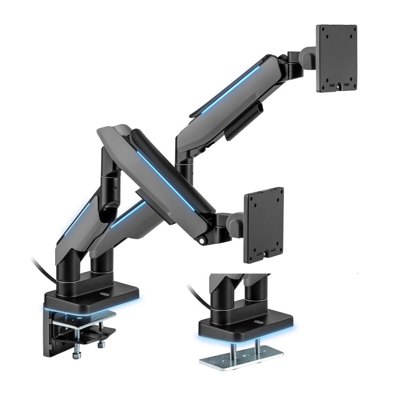 Brateck Heavy-Duty RGB Gaming Monitor Arm For Dual Monitors Fit Most 17