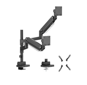 Brateck LDT80-C024P Matte Black Super Heavy-Duty Pole-Mounted Gas Spring Dual Monitor Arm For most 24"-57" Monitors (new)