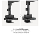 Brateck LDT80-C024UCP Matte Black Super Heavy-Duty Pole-Mounted Gas Spring Dual Monitor Arm with USB-A and USB-C Ports For most 24"-57" Monitors (new)