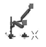 Brateck LDT80-C024UCP Matte Black Super Heavy-Duty Pole-Mounted Gas Spring Dual Monitor Arm with USB-A and USB-C Ports For most 24"-57" Monitors (new)