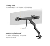 Brateck LDT81-C022UC-B NOTEWORTHY GAS SPRING DUAL MONITOR ARM WITH USB-A/USB-C PORTS Fit Most 17"-32" Monitor Fine Texture Black(new)